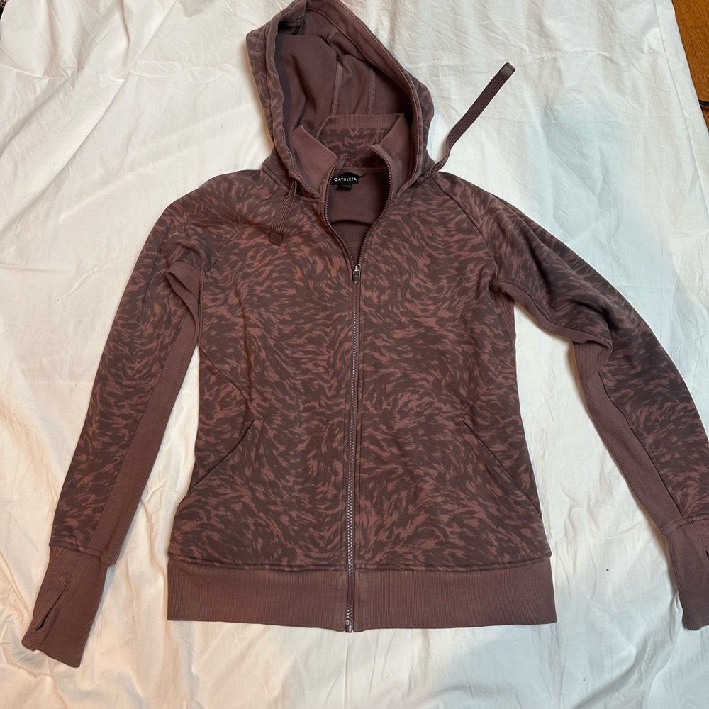 Athleta Mauve Brown Patterned Full-Zip Hoodie